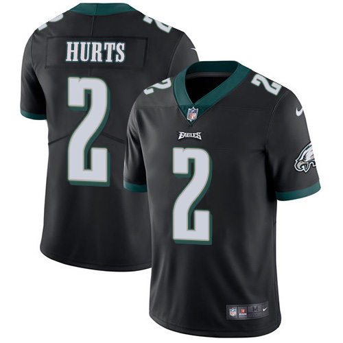 Personalized Eagles #2 Jalen Hurts Black Alternate Men’s Stitched NFL Untouchable Limited Jersey