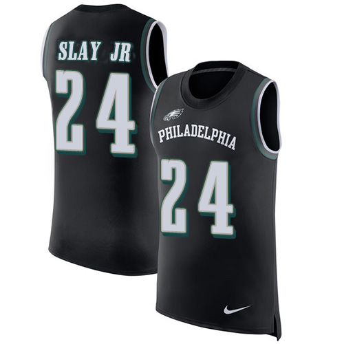 Personalized Eagles #24 Darius Slay Jr Black Alternate Men’s Stitched NFL Limited Rush Tank Top Jersey