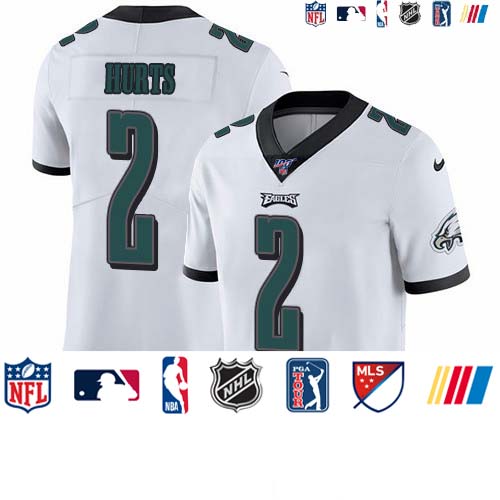 Personalized Eagles #2 Jalen Hurts White Men’s Stitched NFL 100th Season Untouchable Limited Jersey