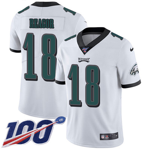 Personalized Eagles #18 Jalen Reagor White Men’s Stitched NFL 100th Season Untouchable Limited Jersey