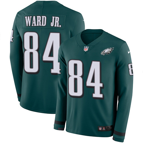 Personalized Eagles #84 Greg Ward Jr. Green Team Color Men’s Stitched NFL Limited Therma Long Sleeve Jersey