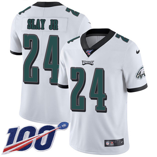 Personalized Eagles #24 Darius Slay Jr White Men’s Stitched NFL 100th Season Untouchable Limited Jersey