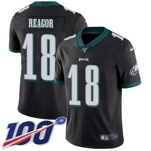 Personalized Eagles #18 Jalen Reagor Black Alternate Men’s Stitched NFL 100th Season Untouchable Limited Jersey