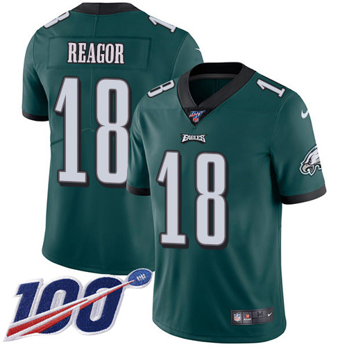 Personalized Eagles #18 Jalen Reagor Green Team Color Men’s Stitched NFL 100th Season Untouchable Limited Jersey
