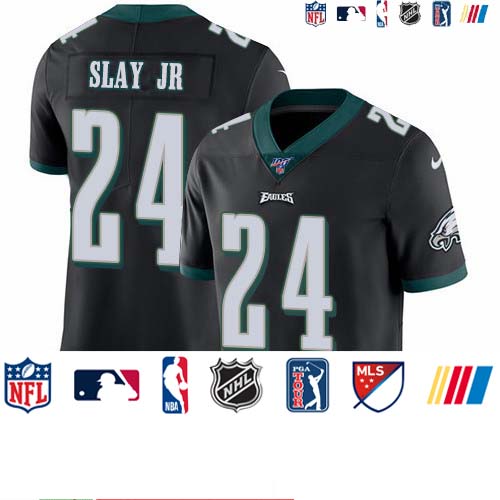 Personalized Eagles #24 Darius Slay Jr Black Alternate Men’s Stitched NFL 100th Season Untouchable Limited Jersey