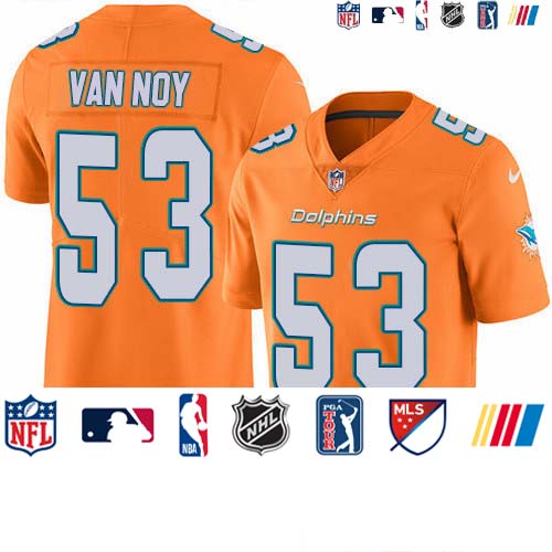 Personalized Dolphins #53 Kyle Van Noy Orange Men’s Stitched NFL Limited Rush Jersey