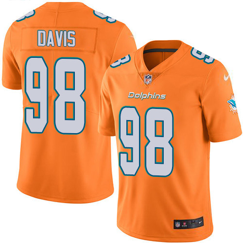 Personalized Dolphins #98 Raekwon Davis Orange Men’s Stitched NFL Limited Rush Jersey