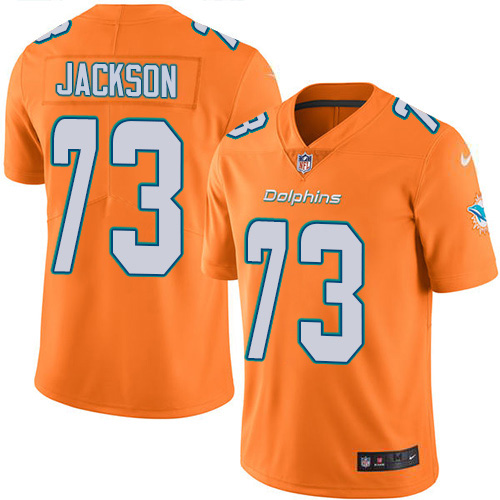 Personalized Dolphins #73 Austin Jackson Orange Men’s Stitched NFL Limited Rush Jersey