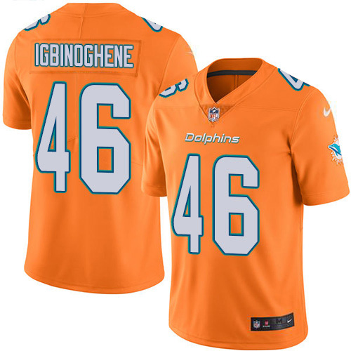 Personalized Dolphins #46 Noah Igbinoghene Orange Men’s Stitched NFL Limited Rush Jersey