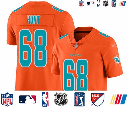 Personalized Dolphins #68 Robert Hunt Orange Men’s Stitched NFL Limited Inverted Legend Jersey