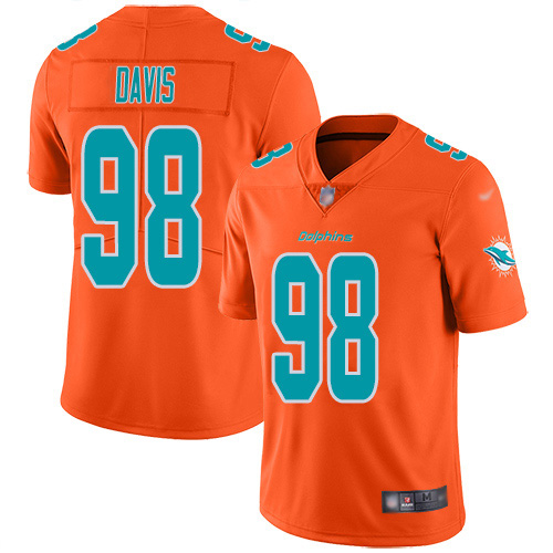 Personalized Dolphins #98 Raekwon Davis Orange Men’s Stitched NFL Limited Inverted Legend Jersey