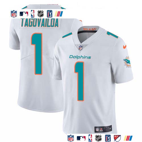 Personalized Dolphins #1 Tua Tagovailoa White Men’s Stitched NFL Untouchable Limited Jersey