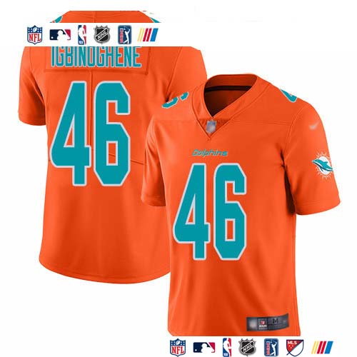 Personalized Dolphins #46 Noah Igbinoghene Orange Men’s Stitched NFL Limited Inverted Legend Jersey