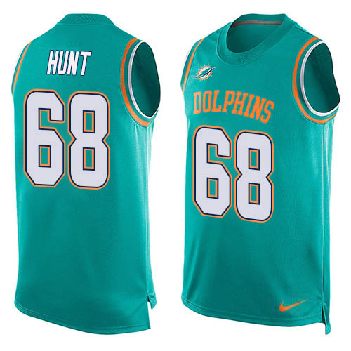 Personalized Dolphins #68 Robert Hunt Aqua Green Team Color Men’s Stitched NFL Limited Tank Top Jersey