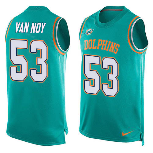 Personalized Dolphins #53 Kyle Van Noy Aqua Green Team Color Men’s Stitched NFL Limited Tank Top Jersey