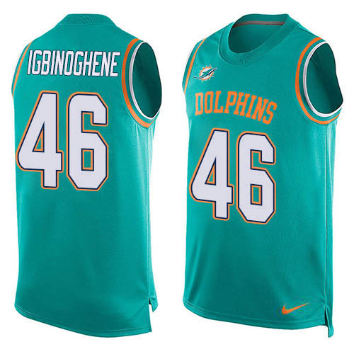 Personalized Dolphins #46 Noah Igbinoghene Aqua Green Team Color Men’s Stitched NFL Limited Tank Top Jersey