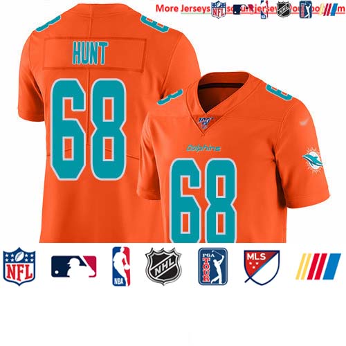 Personalized Dolphins #68 Robert Hunt Orange Men’s Stitched NFL Limited Inverted Legend 100th Season Jersey
