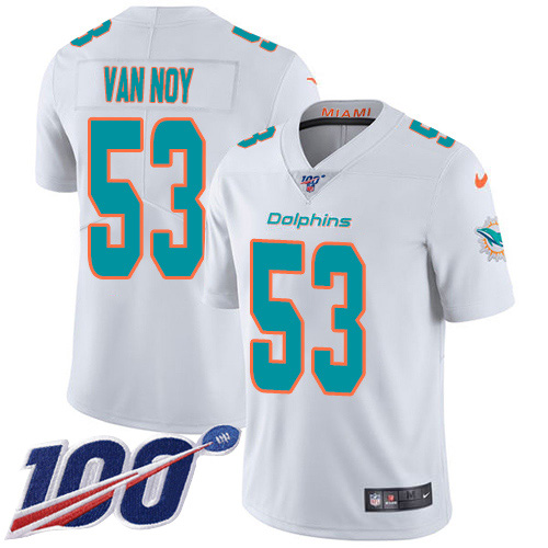 Personalized Dolphins #53 Kyle Van Noy White Men’s Stitched NFL 100th Season Untouchable Limited Jersey