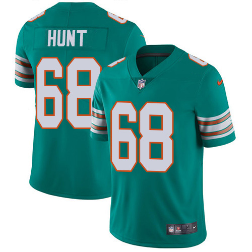 Personalized Dolphins #68 Robert Hunt Aqua Green Alternate Men’s Stitched NFL Untouchable Limited Jersey
