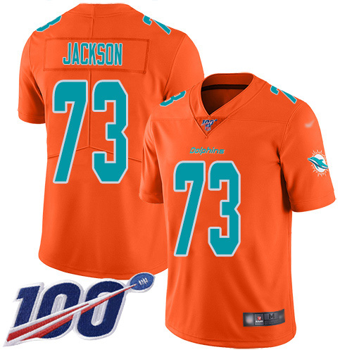 Personalized Dolphins #73 Austin Jackson Orange Men’s Stitched NFL Limited Inverted Legend 100th Season Jersey