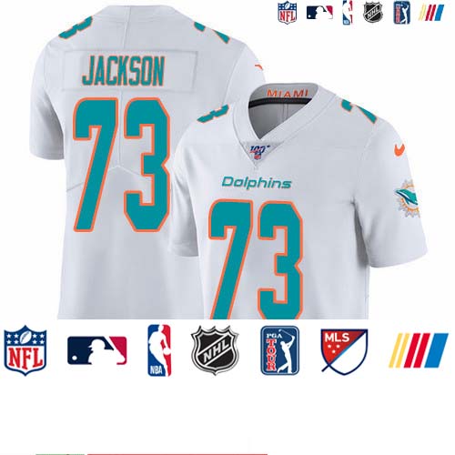 Personalized Dolphins #73 Austin Jackson White Men’s Stitched NFL 100th Season Untouchable Limited Jersey