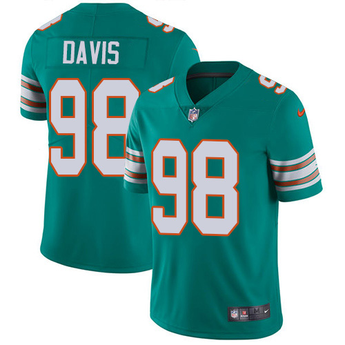 Personalized Dolphins #98 Raekwon Davis Aqua Green Alternate Men’s Stitched NFL Untouchable Limited Jersey