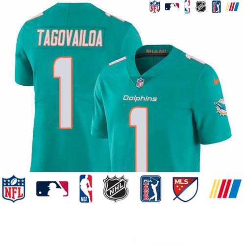 Personalized Dolphins #1 Tua Tagovailoa Aqua Green Team Color Men’s Stitched NFL Untouchable Limited Jersey