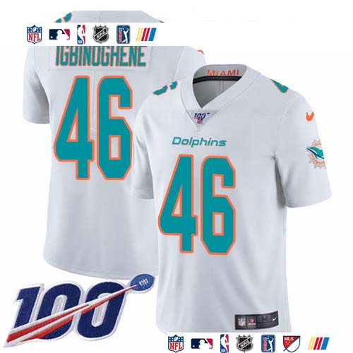 Personalized Dolphins #46 Noah Igbinoghene White Men’s Stitched NFL 100th Season Untouchable Limited Jersey