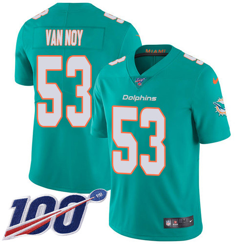 Personalized Dolphins #53 Kyle Van Noy Aqua Green Team Color Men’s Stitched NFL 100th Season Untouchable Limited Jersey