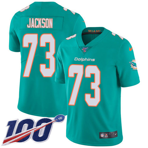 Personalized Dolphins #73 Austin Jackson Aqua Green Team Color Men’s Stitched NFL 100th Season Untouchable Limited Jersey