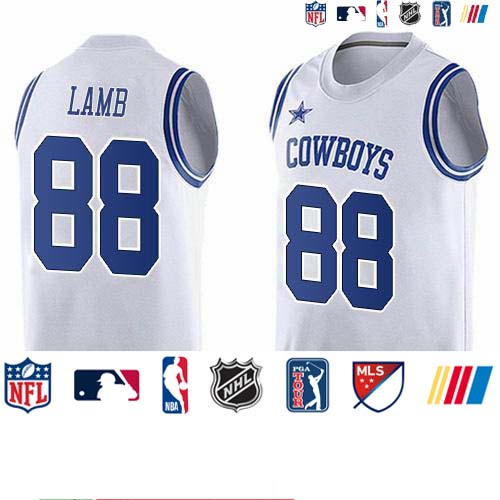Personalized Cowboys #88 CeeDee Lamb White Team Color Men’s Stitched NFL Limited Tank Top Jersey