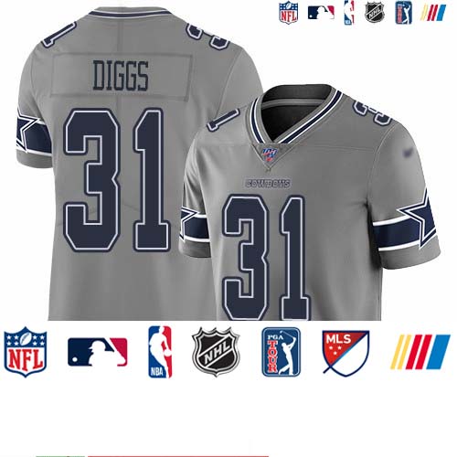 Personalized Cowboys #31 Trevon Diggs Gray Men’s Stitched NFL Limited Inverted Legend 100th Season Jersey