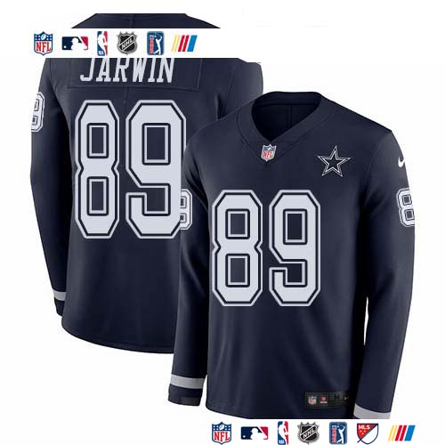 Personalized Cowboys #89 Blake Jarwin Navy Blue Team Color Men’s Stitched NFL Limited Therma Long Sleeve Jersey