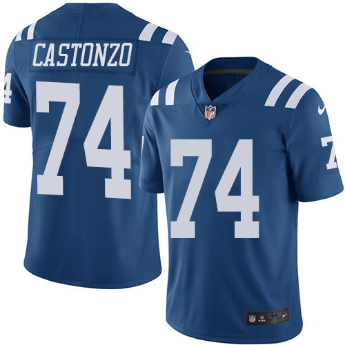 Personalized Colts #74 Anthony Castonzo Royal Blue Men’s Stitched NFL Limited Rush Jersey