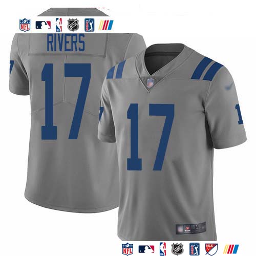Personalized Colts #17 Philip Rivers Gray Men’s Stitched NFL Limited Inverted Legend Jersey