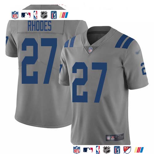 Personalized Colts #27 Xavier Rhodes Gray Men’s Stitched NFL Limited Inverted Legend Jersey