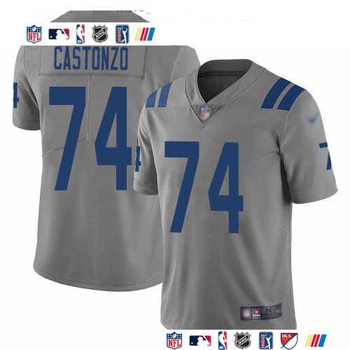Personalized Colts #74 Anthony Castonzo Gray Men’s Stitched NFL Limited Inverted Legend Jersey