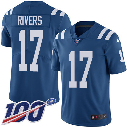 Personalized Colts #17 Philip Rivers Royal Blue Men’s Stitched NFL Limited Rush 100th Season Jersey