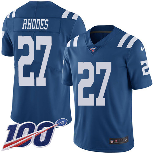 Personalized Colts #27 Xavier Rhodes Royal Blue Men’s Stitched NFL Limited Rush 100th Season Jersey