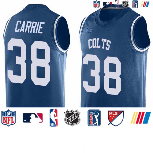 Personalized Colts #38 T.J. Carrie Royal Blue Team Color Men’s Stitched NFL Limited Tank Top Jersey