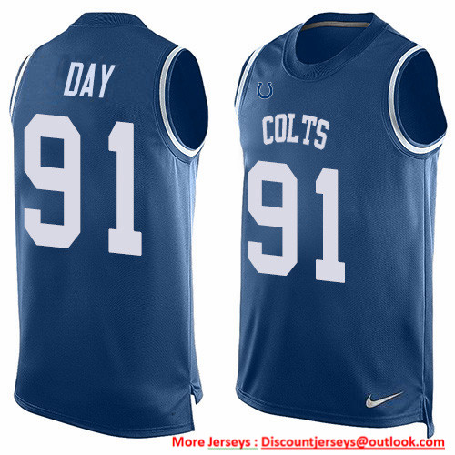 Personalized Colts #91 Sheldon Day Royal Blue Team Color Men’s Stitched NFL Limited Tank Top Jersey