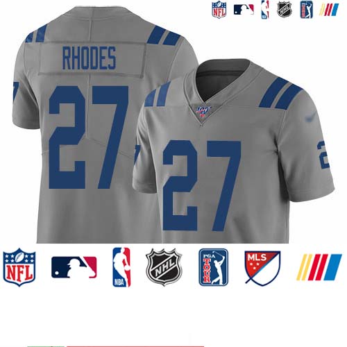 Personalized Colts #27 Xavier Rhodes Gray Men’s Stitched NFL Limited Inverted Legend 100th Season Jersey