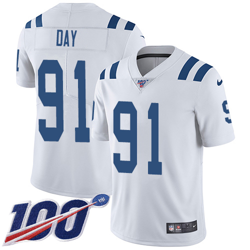 Personalized Colts #91 Sheldon Day White Men’s Stitched NFL 100th Season Untouchable Limited Jersey