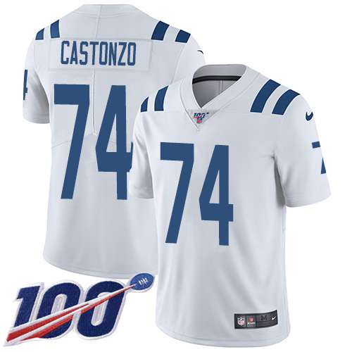 Personalized Colts #74 Anthony Castonzo White Men’s Stitched NFL 100th Season Untouchable Limited Jersey