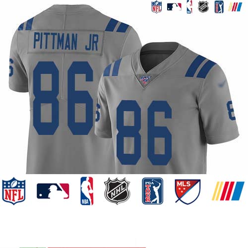 Personalized Colts #86 Michael Pittman Jr. Gray Men’s Stitched NFL Limited Inverted Legend 100th Season Jersey