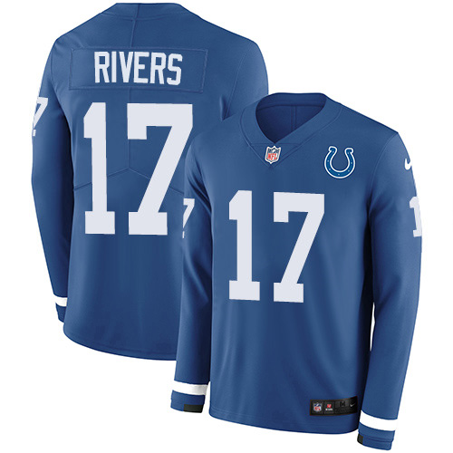 Personalized Colts #17 Philip Rivers Royal Blue Team Color Men’s Stitched NFL Limited Therma Long Sleeve Jersey