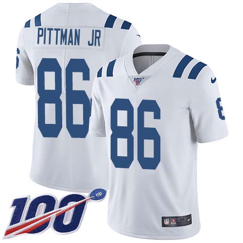 Personalized Colts #86 Michael Pittman Jr. White Men’s Stitched NFL 100th Season Untouchable Limited Jersey