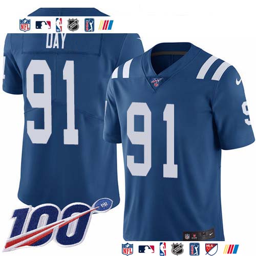 Personalized Colts #91 Sheldon Day Royal Blue Team Color Men’s Stitched NFL 100th Season Untouchable Limited Jersey