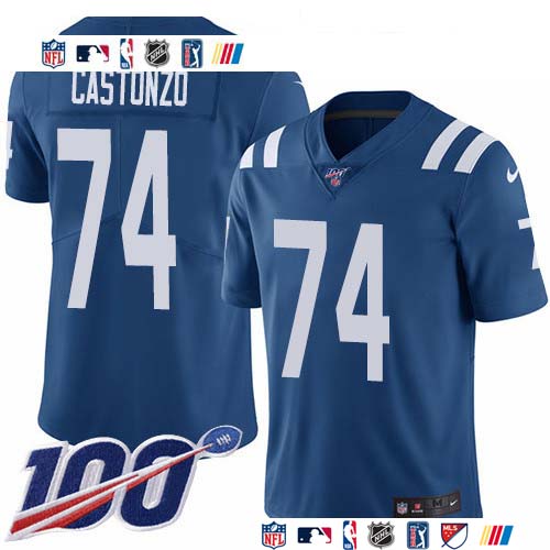Personalized Colts #74 Anthony Castonzo Royal Blue Team Color Men’s Stitched NFL 100th Season Untouchable Limited Jersey