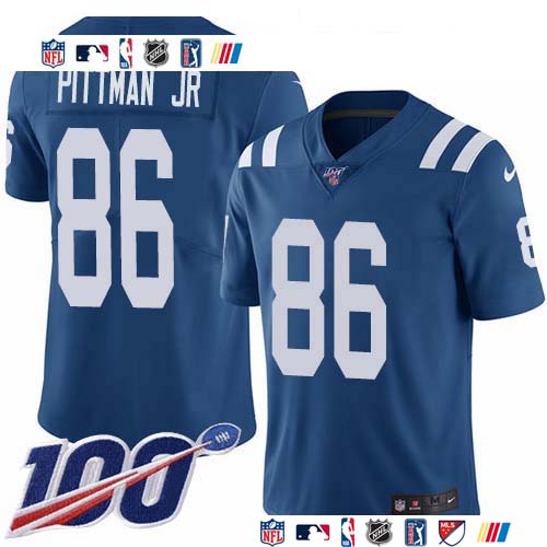 Personalized Colts #86 Michael Pittman Jr. Royal Blue Team Color Men’s Stitched NFL 100th Season Untouchable Limited Jersey